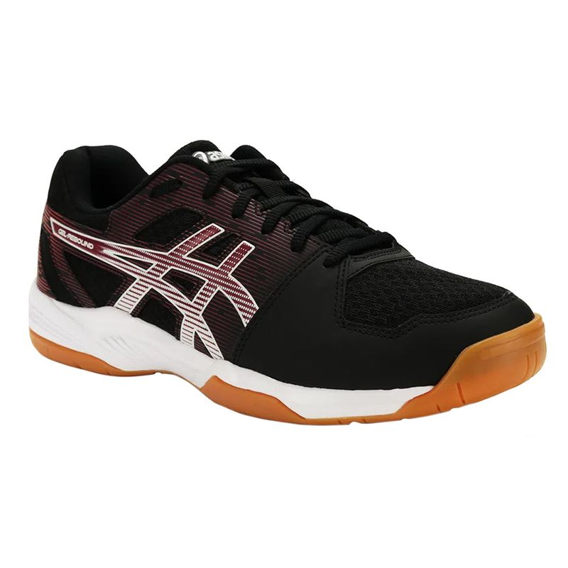 tenis-asics-gel-rebound-preto-verm-lateral-frente