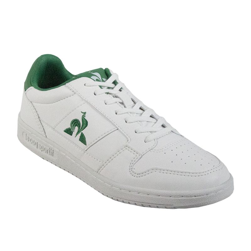 tenis-lecoq-23107-branco-verde-lateral-frente