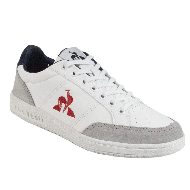 tenis-lecoq-23108-branco-cinza-vermelho-lateral-frente