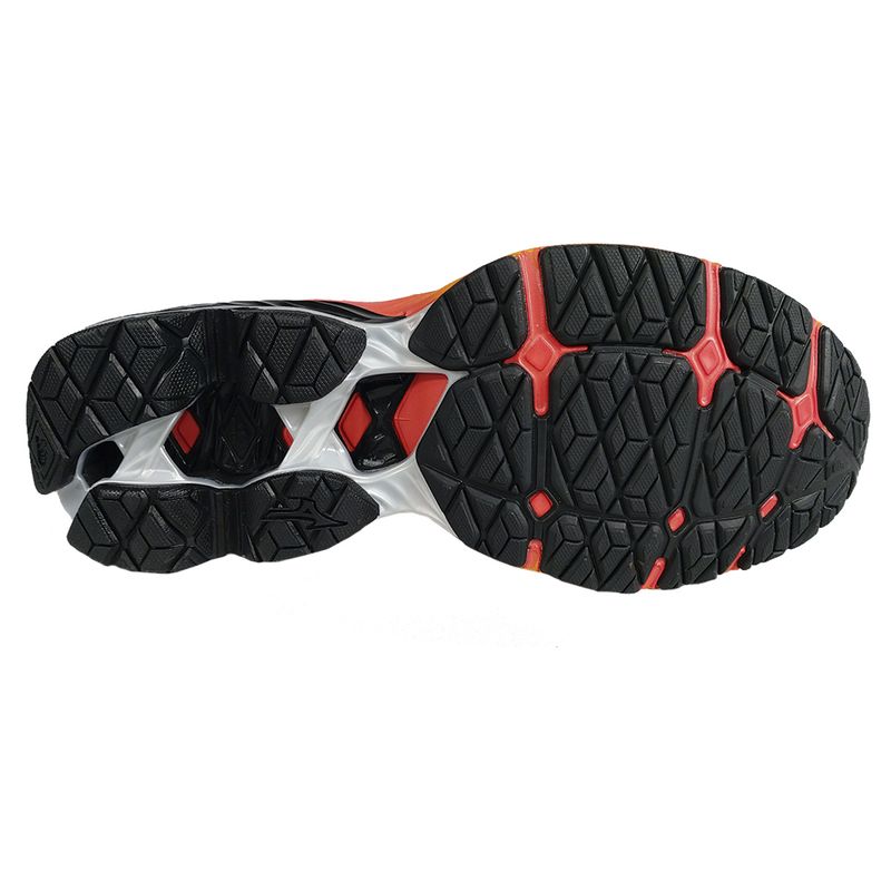 tenis-mizuno-wave-frontier-14-cinza-preto-laranja-sola