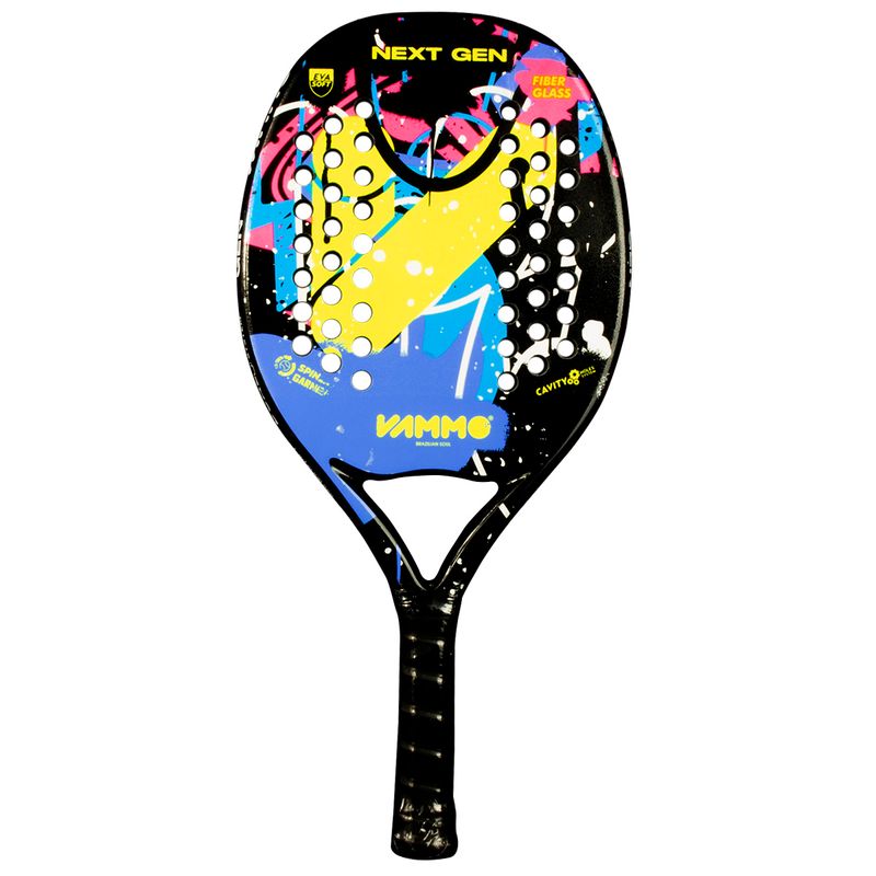 raquete-de-beach-tennis-next-gen-azul-amarelo-preto-vammo-frente