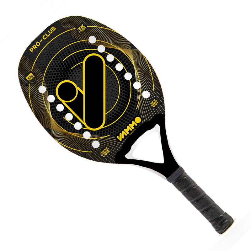 raquete-de-beach-tennis-pro-club-preto-amarelo-cinza-vammo-inclinado
