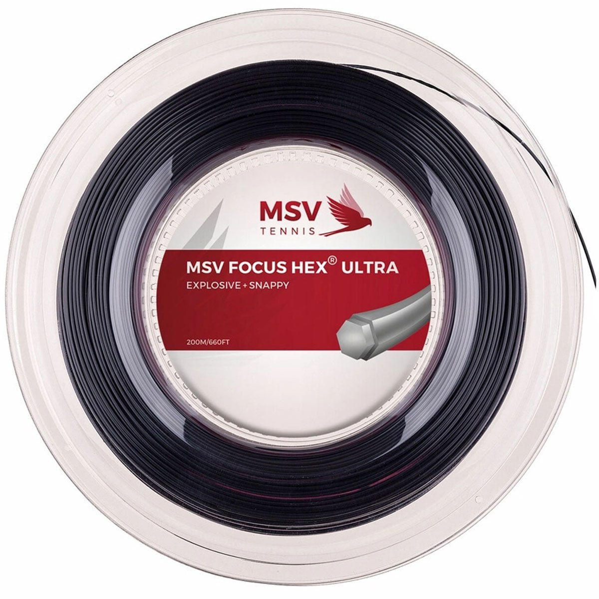 Corda Focus Hex Ultra 1.25 16L Preta Rolo 200m - MSV - Casa do Tenista