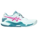 tenis-asics-fem-resolution-9-padel-verde-rosa-direito