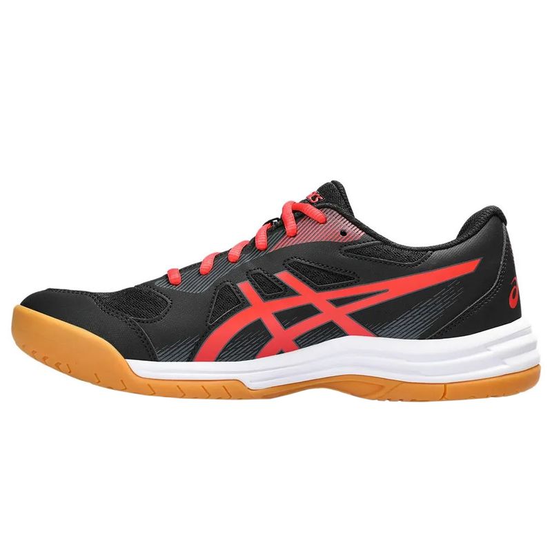 tenis-asics-up-court-5-preto-vermelho-esquerda