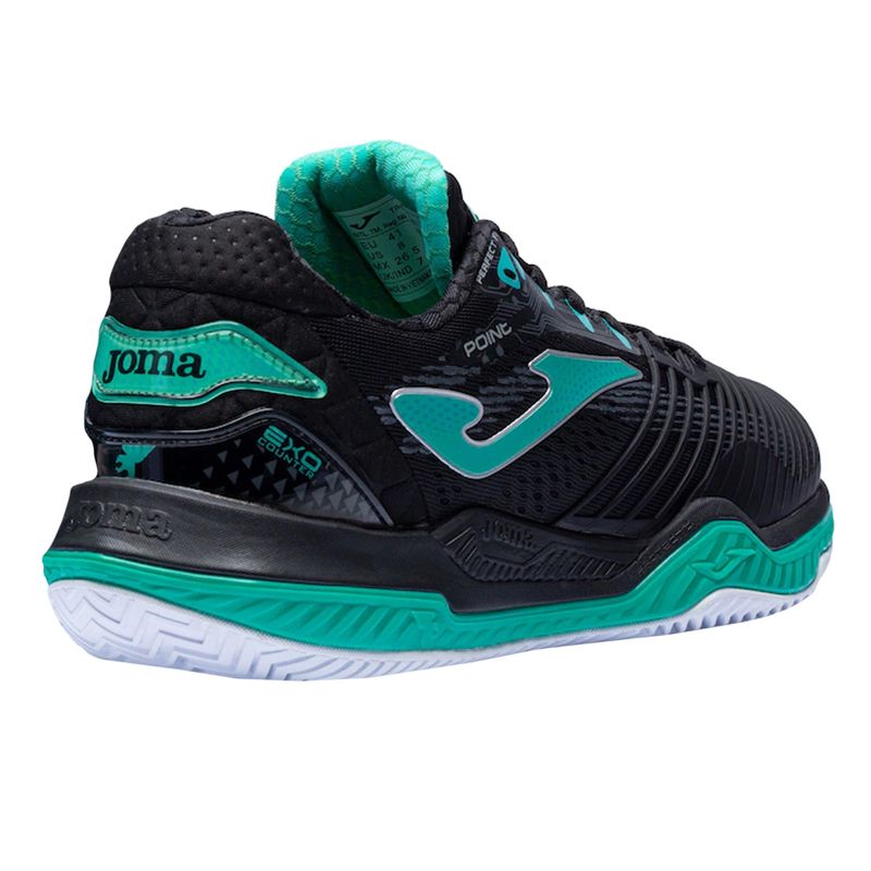 tenis-joma-padel-point-2201-preto-verde-lateral-atras