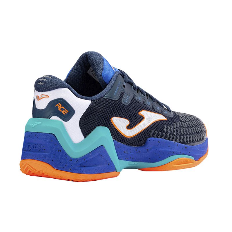tenis-joma-padel-ace-pro-allcourt-azul-laranja-lateral-atras