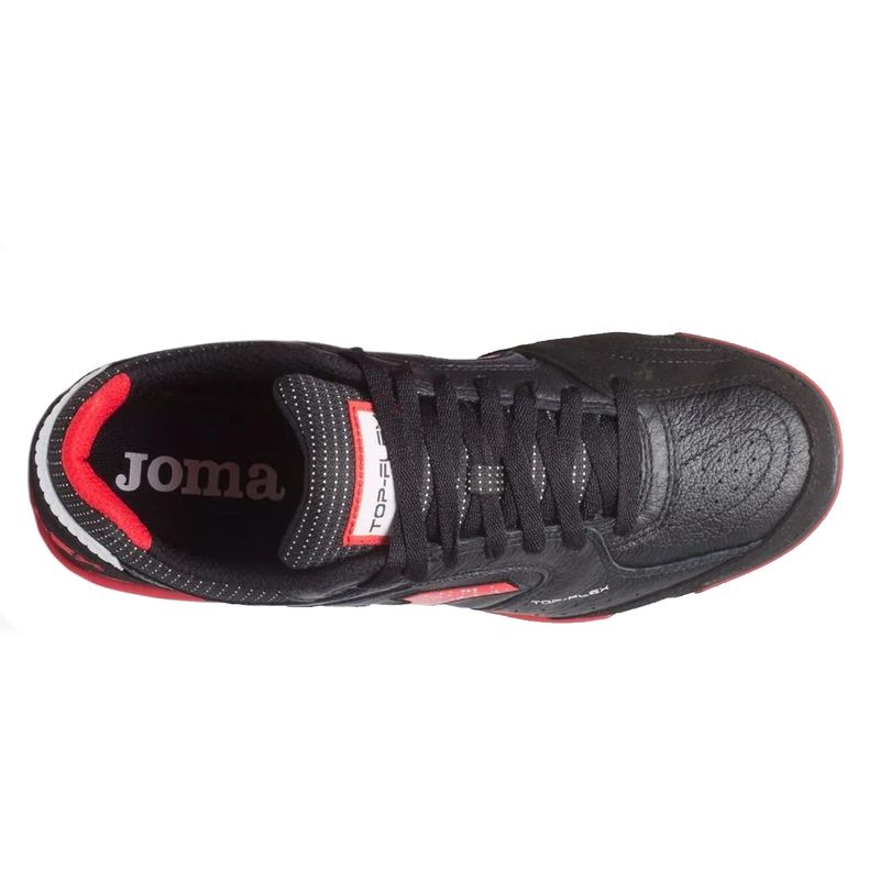tenis-joma-futsal-top-flex-2301-preta-vermelha-cima
