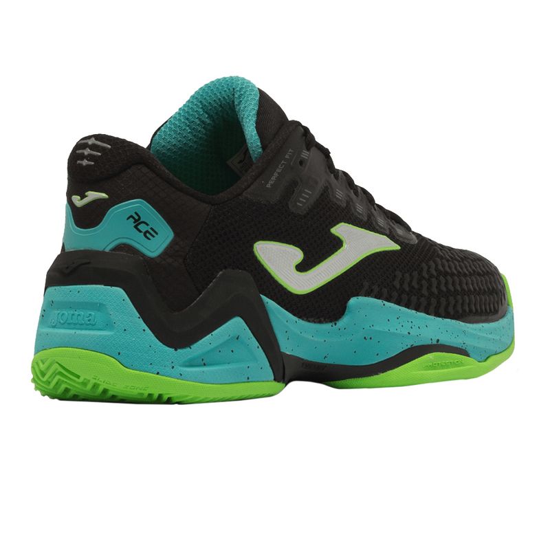 tenis-joma-ace-pro-padel-saibro-preto-verde-lateral-atras