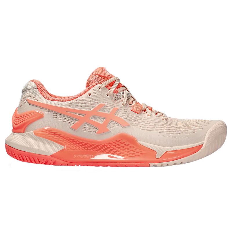 tenis-asics-resolution-9-bege-coral-direito