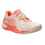 tenis-asics-gel-resolution-9-bege-laranja-lateral-frente