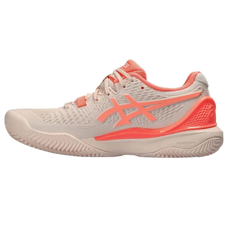 tenis-asics-gel-resolution-9-bege-laranja-esquerdo