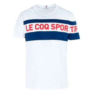 Camiseta Ess Saison 2 Tee Clip Branco e Azul - Le Coq Sportif