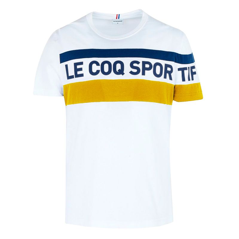 camiseta-le-coq-sportif-saison-2-tee-clip-ss-m-branco-marinho-amarelo-frente