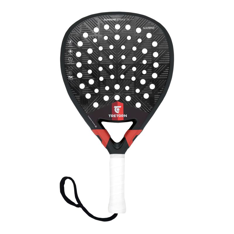 raquete-padel-tretorn-supreme-strike-tx-preta-vermelho-frente