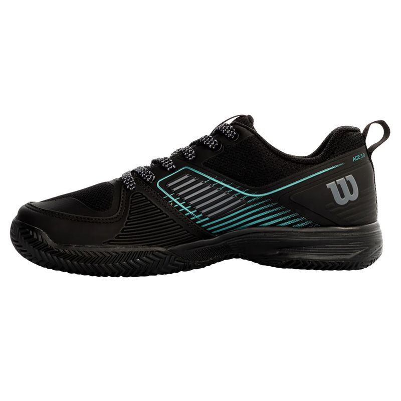 tenis-wilson-ace-3.0-clay-preto-verde-esquerdo
