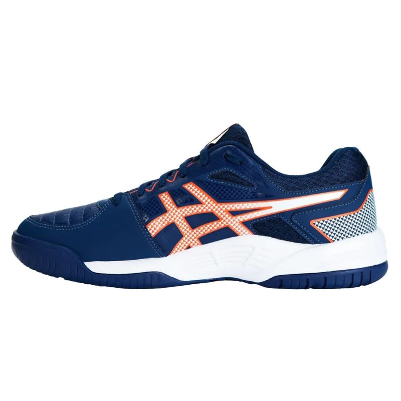 tenis-asics-gel-backhand-marinho-laranja-esquerdo