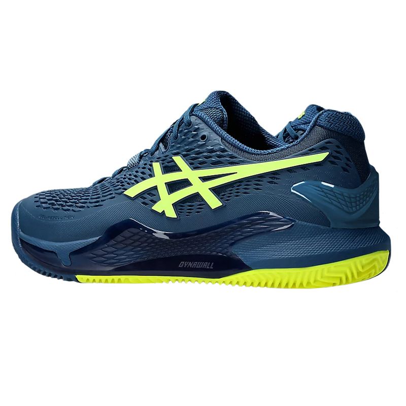 tenis-asics-masc-resolution-9-azul-e-amarelo-clay-lateral-atras