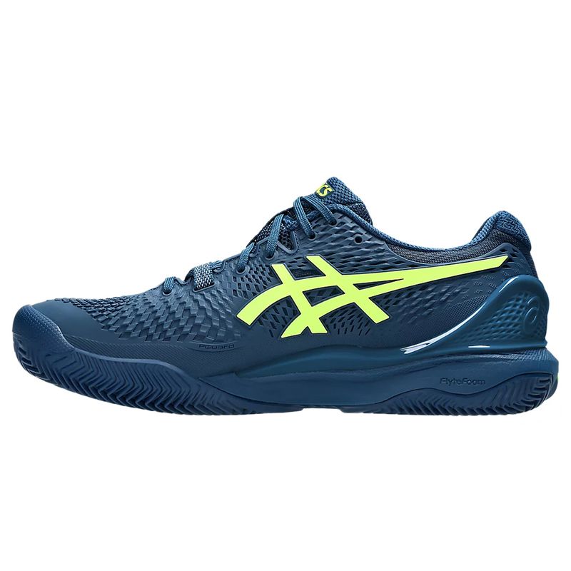 tenis-asics-masc-resolution-9-azul-e-amarelo-clay-esquerda