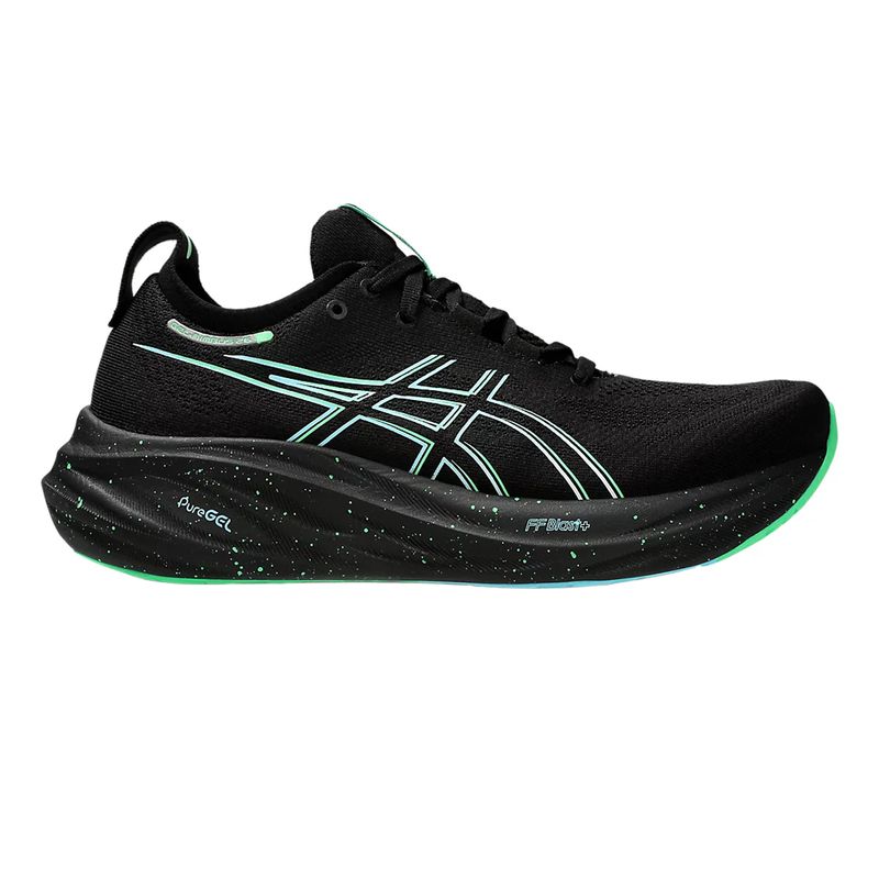 tenis-asics-gel-nimbus-26-preto-e-verde-direita