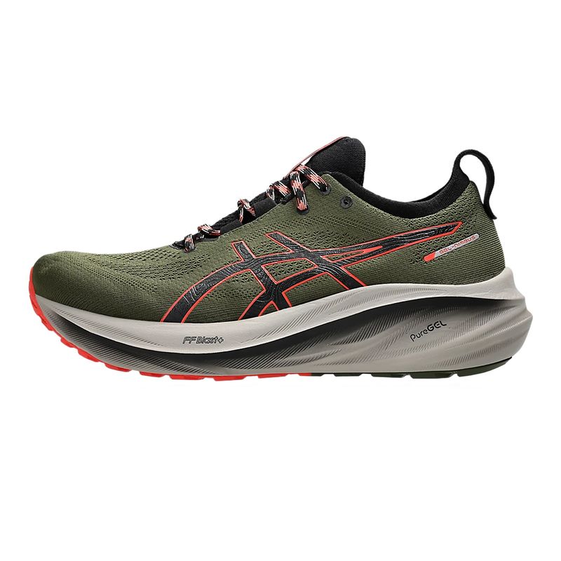 tenis-asics-gel-nimbus-26-verde-militar-esquerda