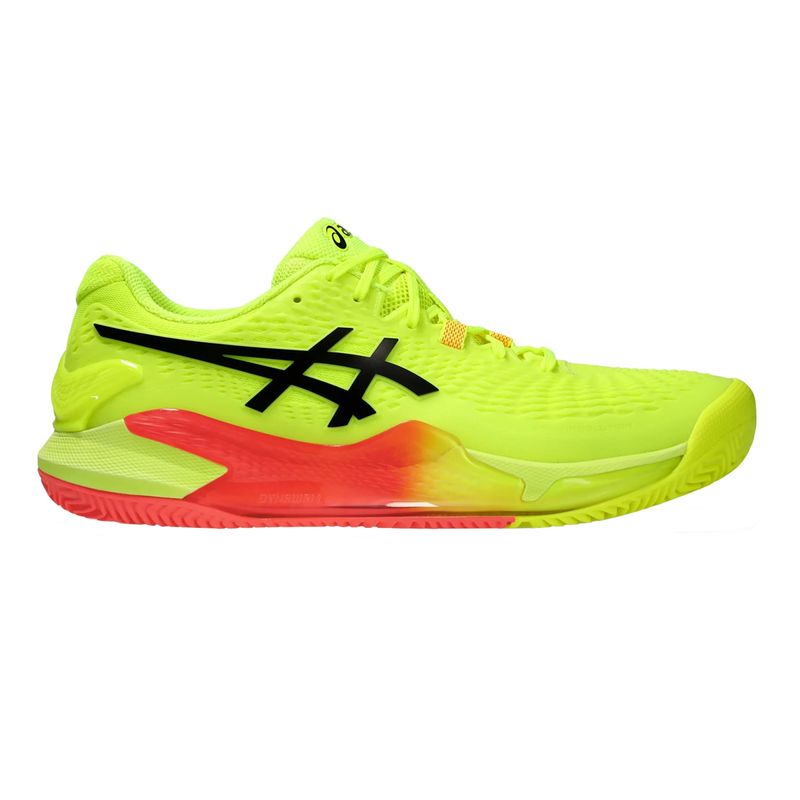 tenis-asics-resolution-9-steel-amarelo-preto-laranja-clay-direita