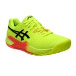 tenis-asics-resolution-9-steel-amarelo-preto-laranja-clay-lateral-frente