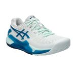 tenis-asics-fem-resolution-9-branco-e-azul-clay-lateral-frente