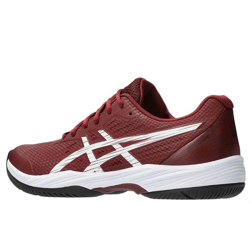 tenis-asics-gel-game-9-bordo-e-branco-lateral-atras