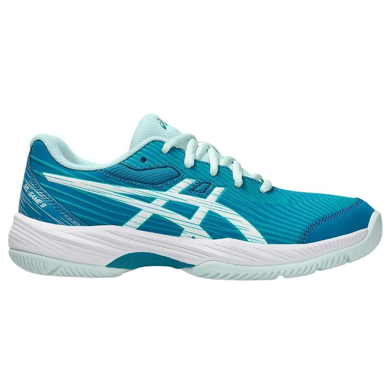 tenis-asics-gel-game-9-gs-azul-e-branco-direita