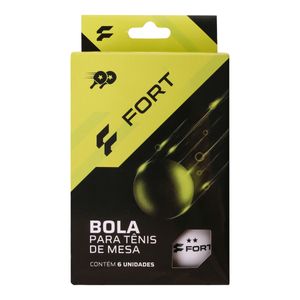 Bola de Tênis de Mesa Fort 2 Estrelas Pack com 06 Bolas Branca