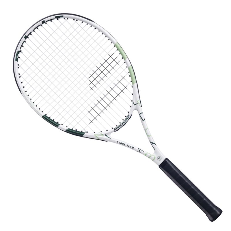 raquete-tenis-babolat-iniciante-evoke-102-wim-verde-inclinada