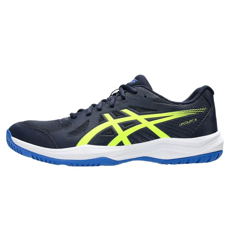 tenis-asics-up-court-6-marinho-verde-esquerdo